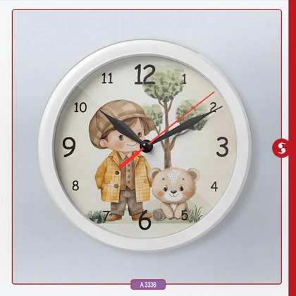 ساعت دیواری اتاق کودک برند مینوریا طرح پسرانه کد p-508