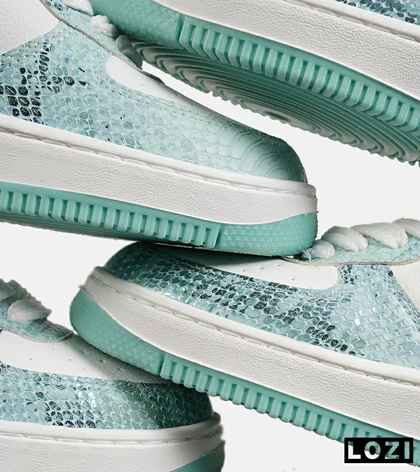 کفش کتانی مردانه و زنانه سفید آبی سبز NIKE dunk low steam puppet