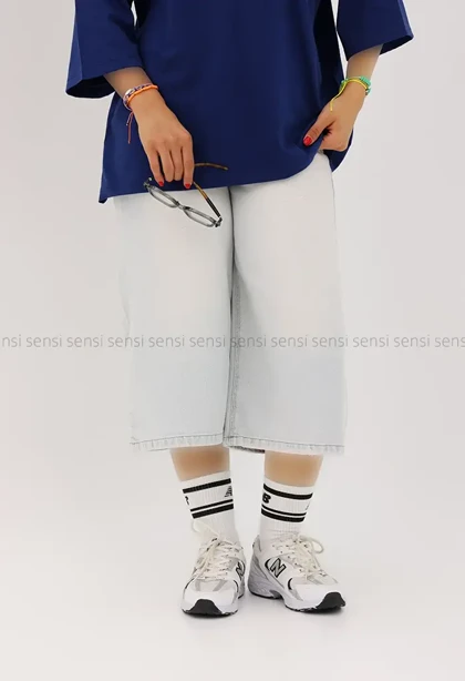 شلوارک جین واید قد 83کد1004210