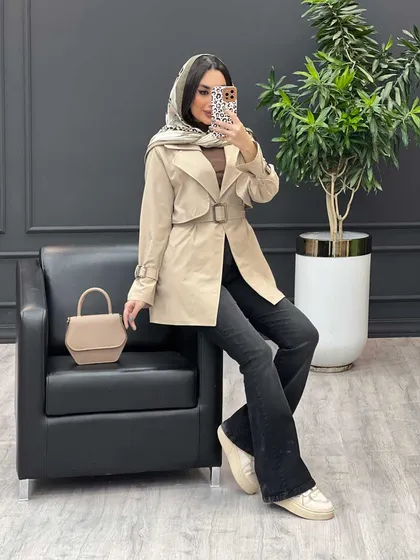 بارانی کمردار آستین سگک