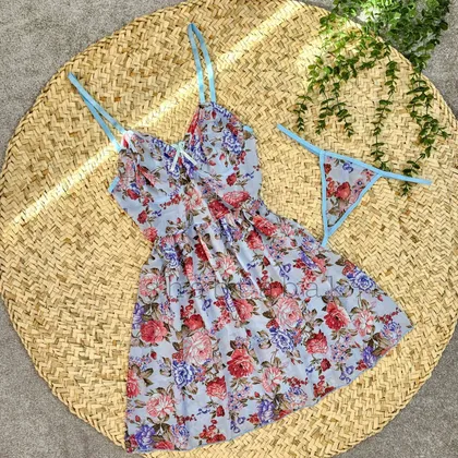 لباس خواب فنردار گل‌دار کد 3203