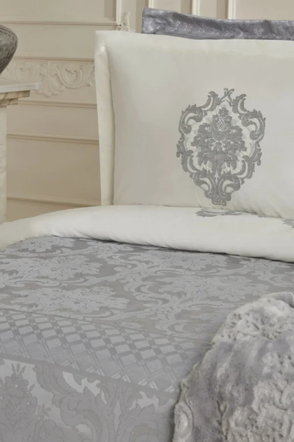 سرویس روتختی دو نفره Karaca Home مدل Tuğba 8 Parça Private - نقره‌ای