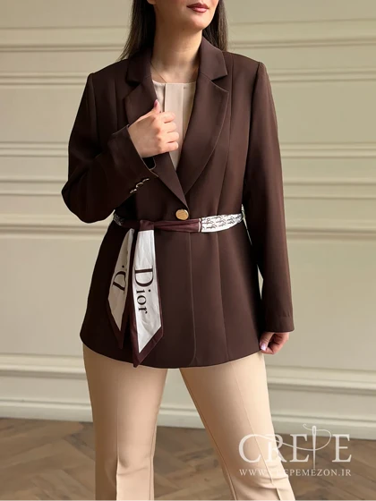 مانتو کتی تک دکمه کمردار طرح دیور