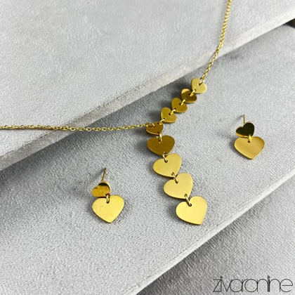 نیم ست مدل قلب پیوسته طلایی 10184