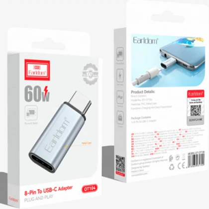 مبدل OTG لایتنینگ به تایپ‌سی ارلدام Earldom ET-OT104 توان 60 وات