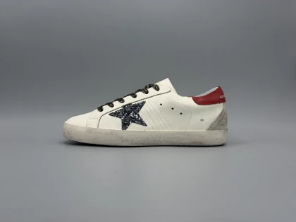 کتانی گلدن گوس سوپراستار سفید نقره قرمز اکلیل/Golden Goose Superstar