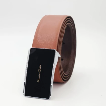 کمربند مردانه چرم مصنوعی (فوم درجه یک) دو رو عسلی و قهوه‌ای کد15043