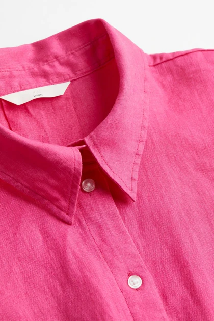 شومیز زنانه آستین کوتاه لینن اچ اند ام H&M