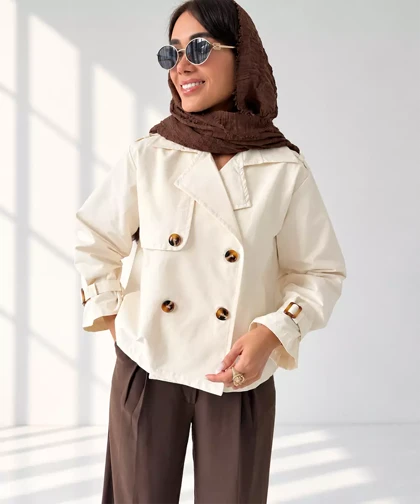 ترنچ کت بارانی کوتاه زنانه ردا کد BA015