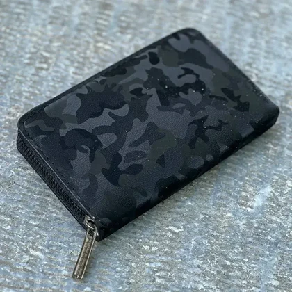 کیف جا کارتی زنانه و دخترانه تک زیپ کوچک پتینه مشکی مدل MSN92-133