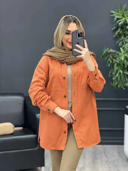 مانتو جلو دکمه دو جیب