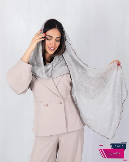 شال حریر پفکی طرح گل