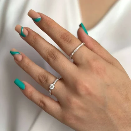 انگشتر زنانه طرح تک نگین ژوپینگ با حلقه نگین‌دار ژوپینگ