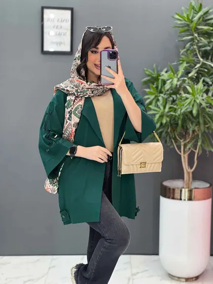 مانتو لینن آستین بند ضربدری
