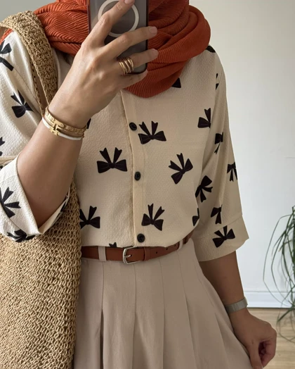 شومیز جلوگره پاپیون