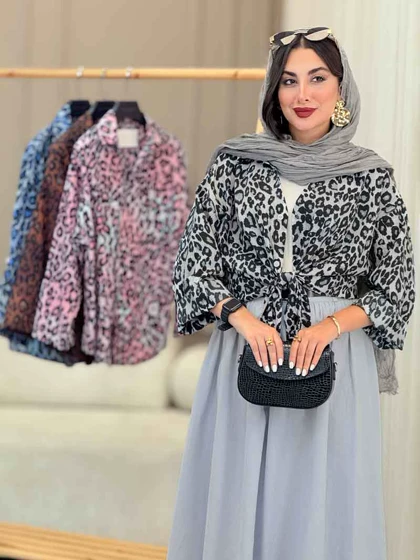 مانتو طرح پلنگی آستین پاگن