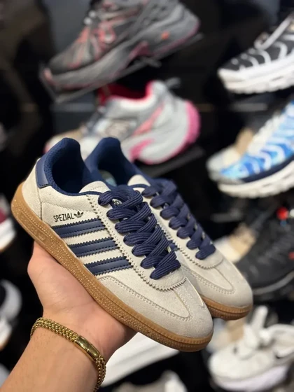 کتانی زنانه آدیداس اسپیزال طوسی سرمه ای