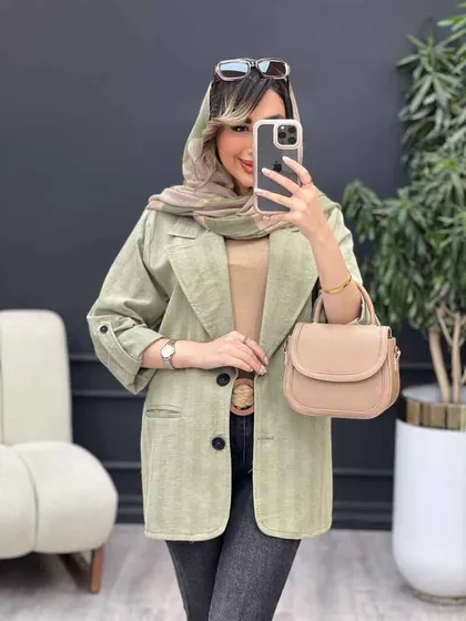 مانتو کتی دو دکمه جیب نما