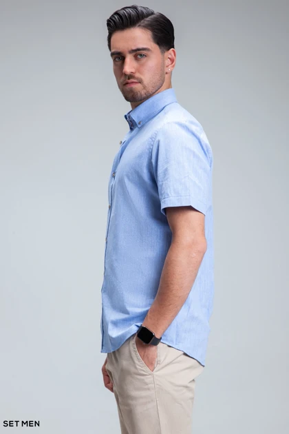 پیراهن مردانه آستین کوتاه لینن