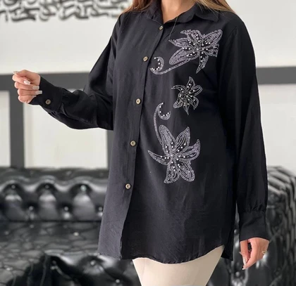 مانتو نگین‌دار طرح سه گل