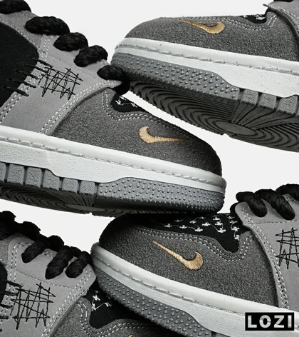 کفش کتانی مردانه و زنانه مشکی طوسی نایک NIKE jordan Vodoo