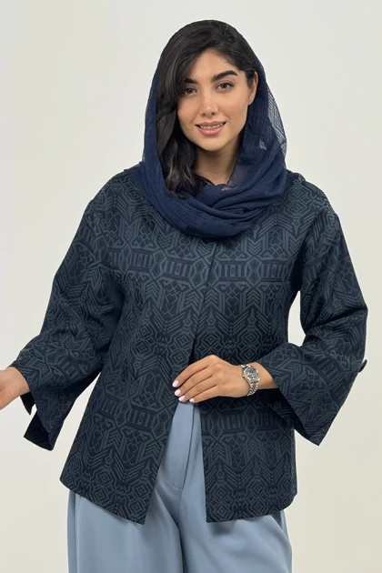 کت زنانه ژاکارد آستین چاک‌دار