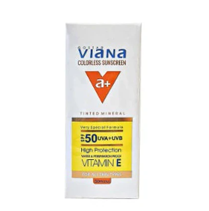 کرم ضدآفتاب بی رنگ ویانا SPF50 مدل 0 مناسب انواع پوست