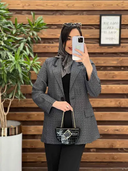 مانتو طرحدار یقه انگلیسی