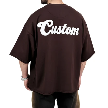 تیشرت مردانه قهوه ای پنبه سه نخ طرح ساده فونت