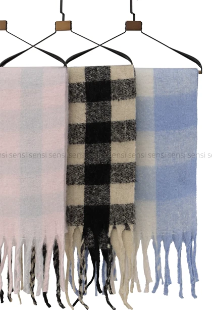 شال بیگ طرح دار پشمی کد1004605