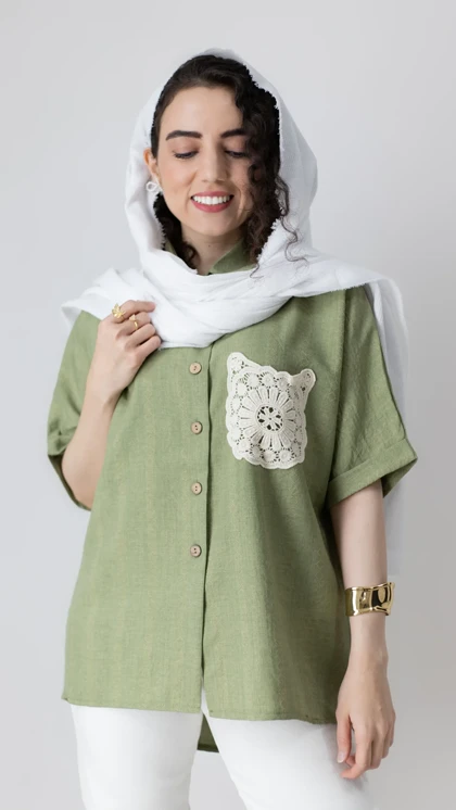 شومیز جیب مکرومه