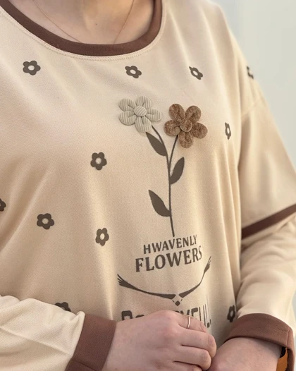 ست بلوز و شلوار نخ پنبه خونگی گل