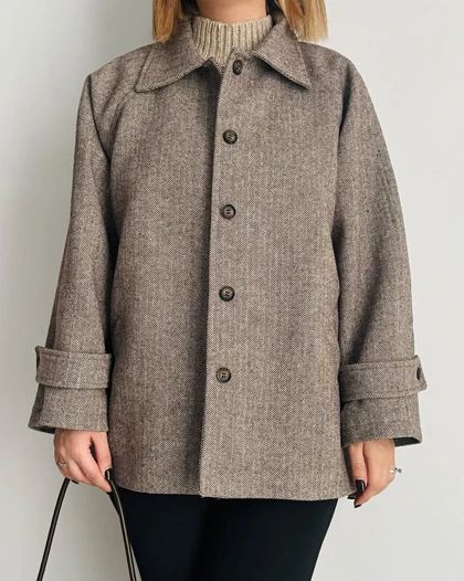 کت پشمی جناغی Latte