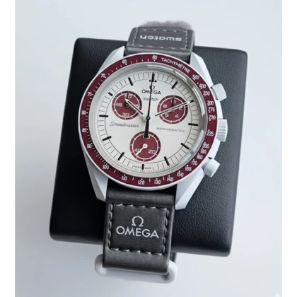 ساعت مچی امگا سواچ خاکی زرشکی