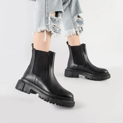 بوت و نیم بوت زنانه و دخترانه مدل بغل کش رنگ مشکی کد A539