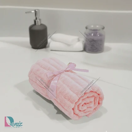 حوله دستی میکروفایبر رومن رنگ گلبهی