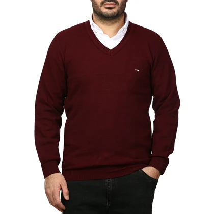 پلیور بافت یقه هفت فندوقی مردانه مدل 669858