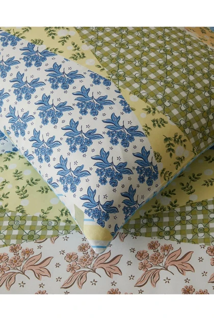 سرویس روتختی یک نفره English Home مدل Botanical Patch پنبه‌ای - سبز