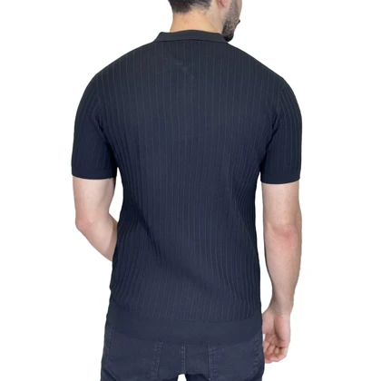 تیشرت یقه دار نیم زیپ راه راه LORO PIANA0129