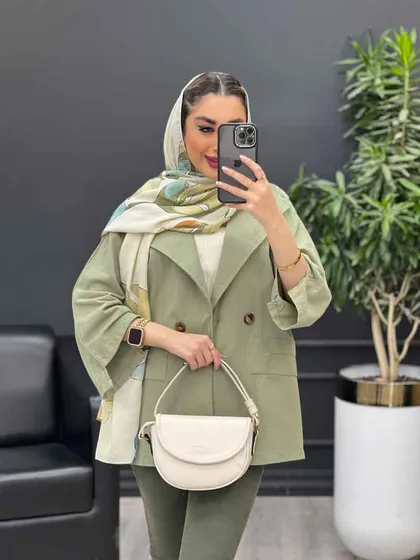 مانتو دو دکمه جیب نما