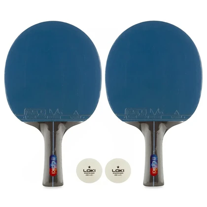 راکت پینگ پنگ LOKI سری K5000 BLUE به همراه با کیف و توپ بسته 2 عددی