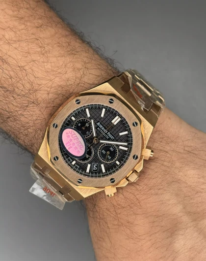 ساعت مچی اودمار پیگه کورنوگراف بند رزگلد صفحه مشکی Audemars Piguet