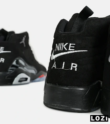کفش کتانی ساق‌دار مردانه مشکی طوسی Nike air jordan 5 v02