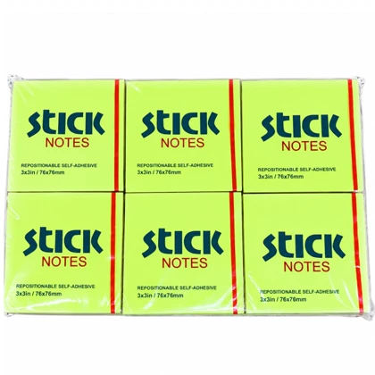 کاغذ یادداشت چسب دار STICK NOTES سایز 76×76 میلی متر