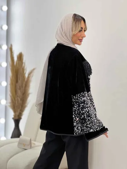 مانتو پولک دوزی ریش دار