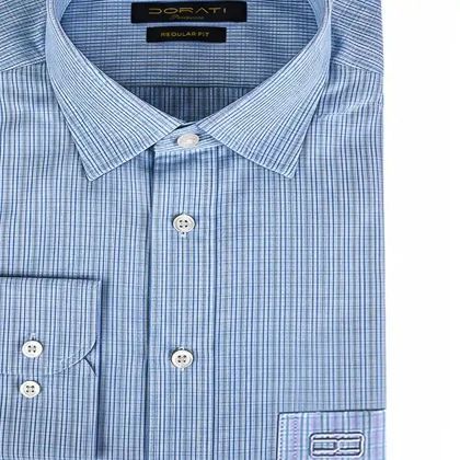 پیراهن مردانه رسمی چهارخونه آبی روشن