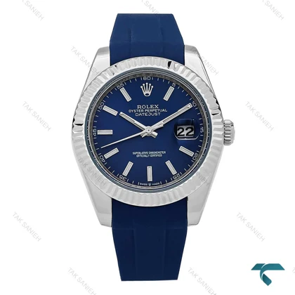 ساعت مردانه رولکس DateJust 2 بند رابر سرمه ای Rolex-6606-G