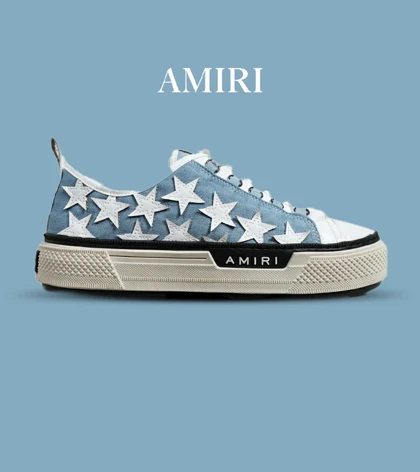 کفش اسنیکرزآبی سفید Amiri Stars مدل 6037