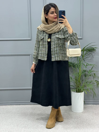 ست پیراهن مانتویی و کت شانل ملودی