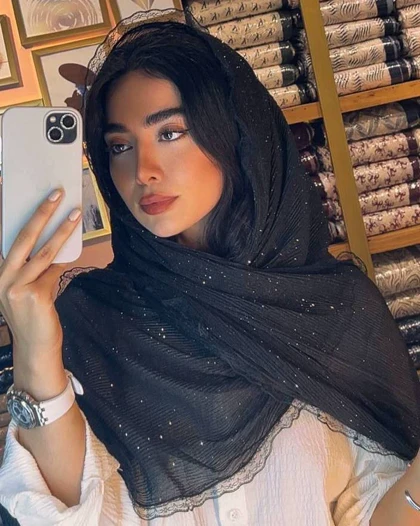 شال پلیسه مشکی دورو گیپور 4412